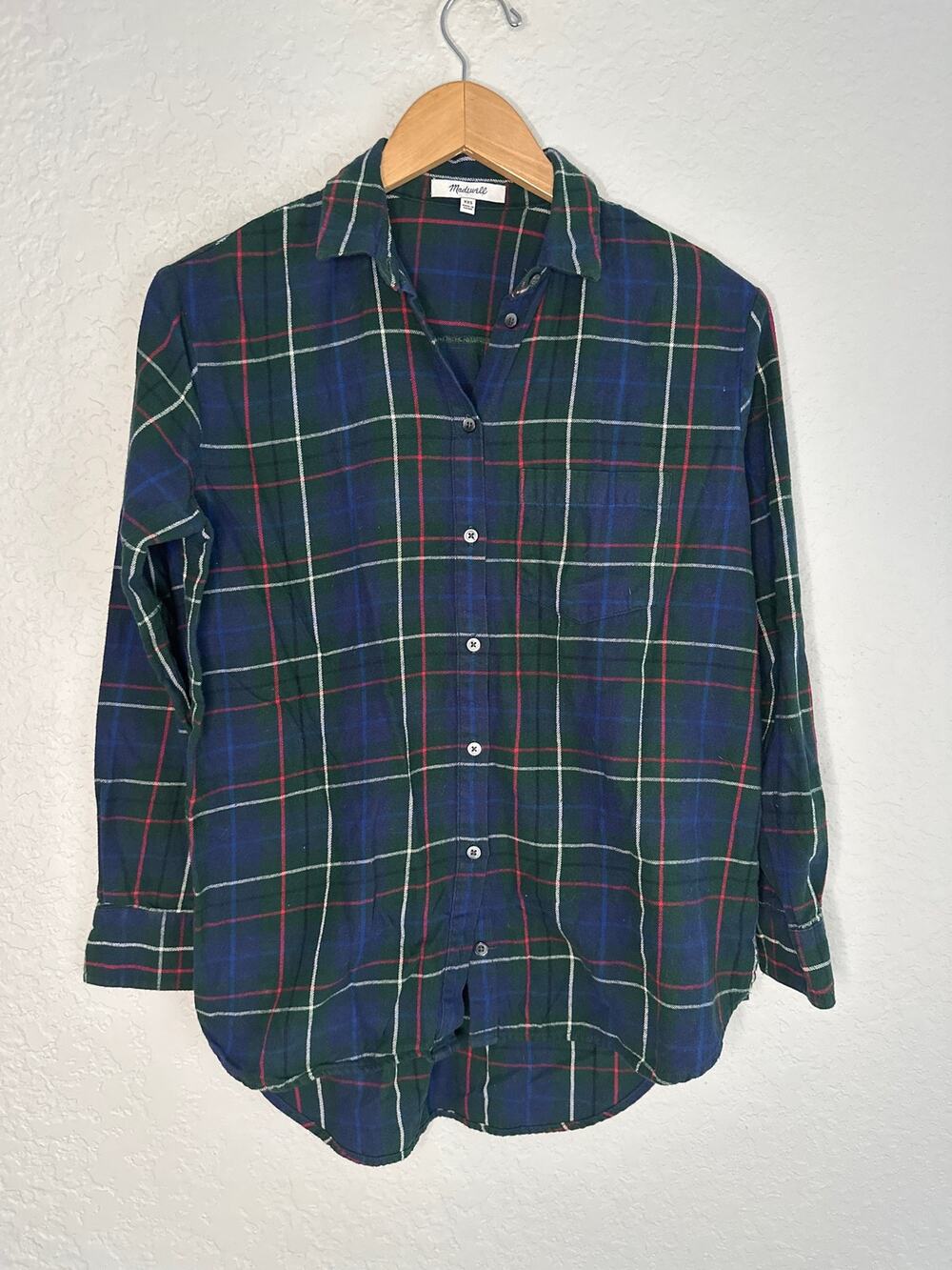 Madewell Ex-Boyfriend Ontario Plaid Flannel Button Up Shirt Farm Oversized K3823